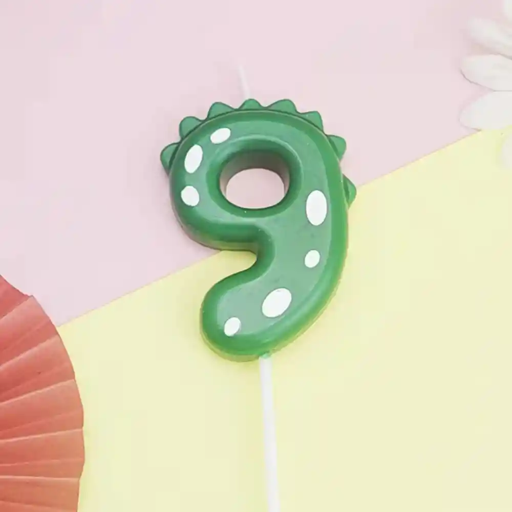 Vela De Cumpleaños De Dinosaurio Número 9