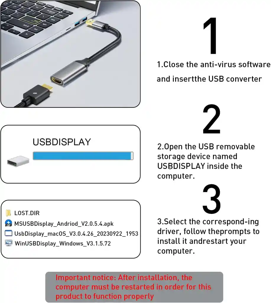 Adaptador Usb 3.0 A Hdmi 1080p 60hz Tarjeta Video Externa