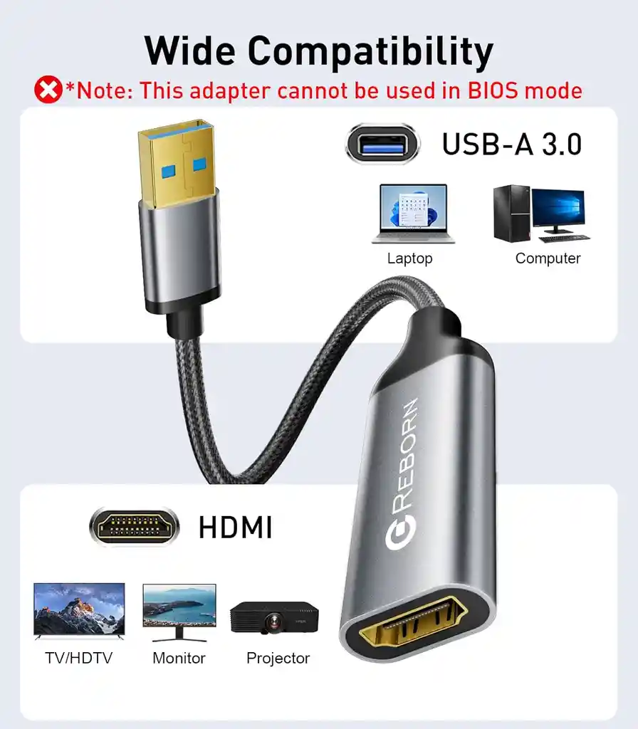 Adaptador Usb 3.0 A Hdmi 1080p 60hz Tarjeta Video Externa