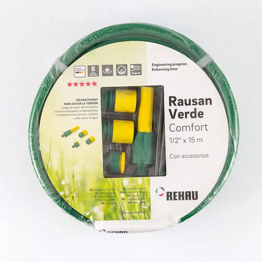 Manguera Jardín Rausan Rehau 1/2 X 15m Con Acoples