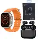 Set De Smartwatch T800 + Audifonos Fly 130 Negro