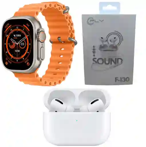 Set De Smartwatch T800 + Audifonos Fly 130 Blanco