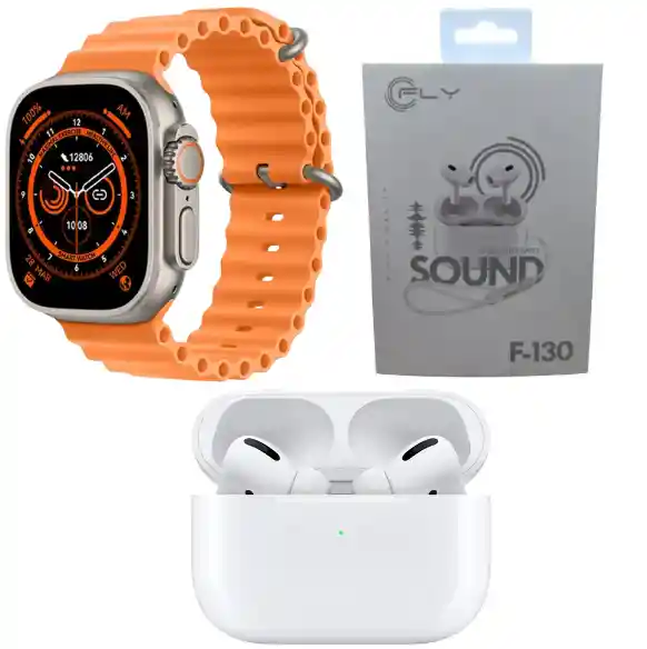 Set De Smartwatch T800 + Audifonos Fly 130 Blanco