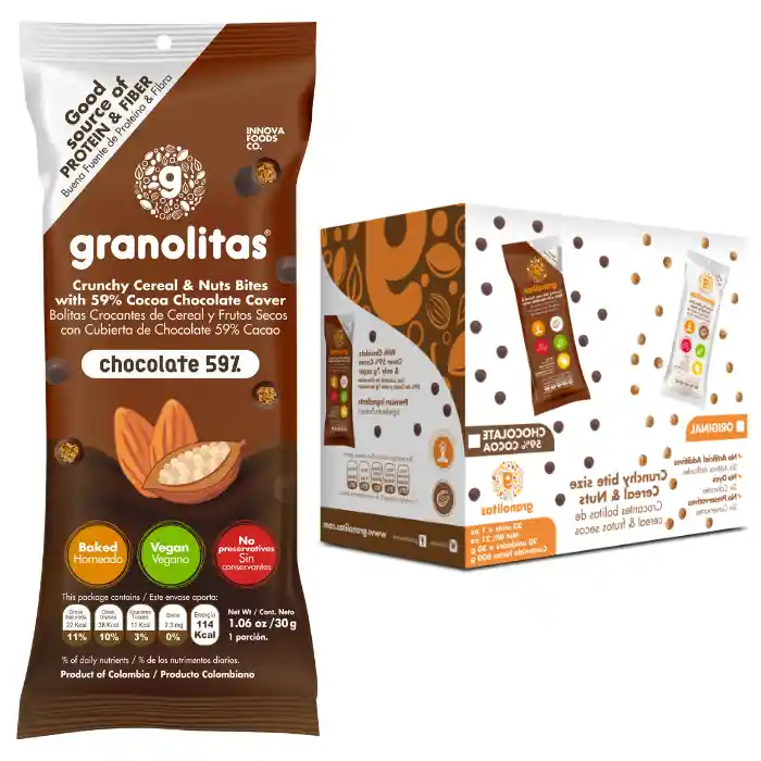 Granolitas Chocolates 59% Cocoa Pack 24