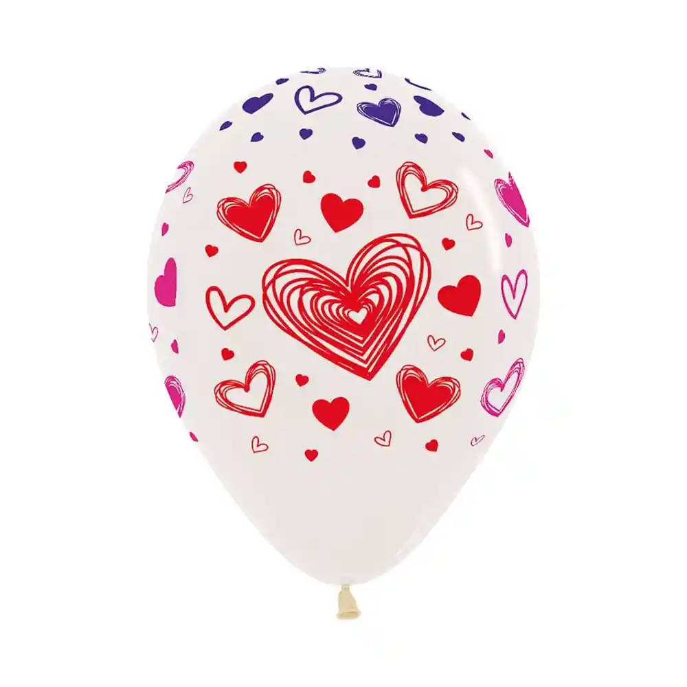 Globos Corazones Tres Tintas X 12 Und