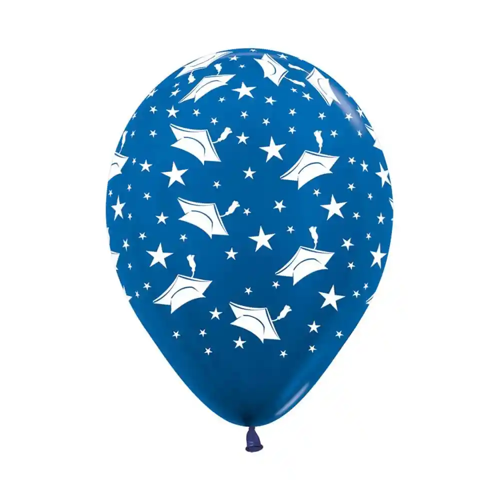Globos R12 Azul De Birretes X 12 Und