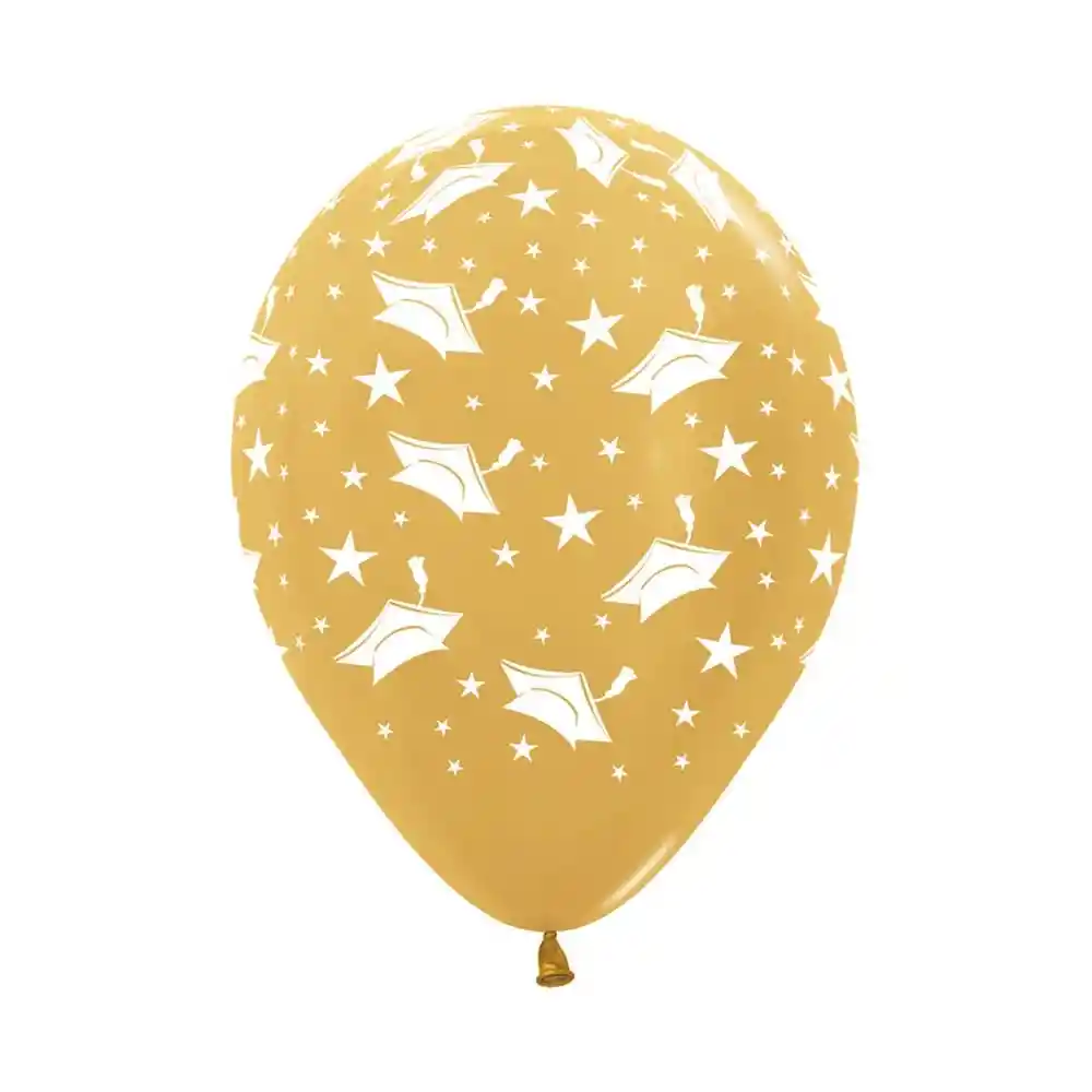 Globos R12 Dorado De Birretes X 12 Und