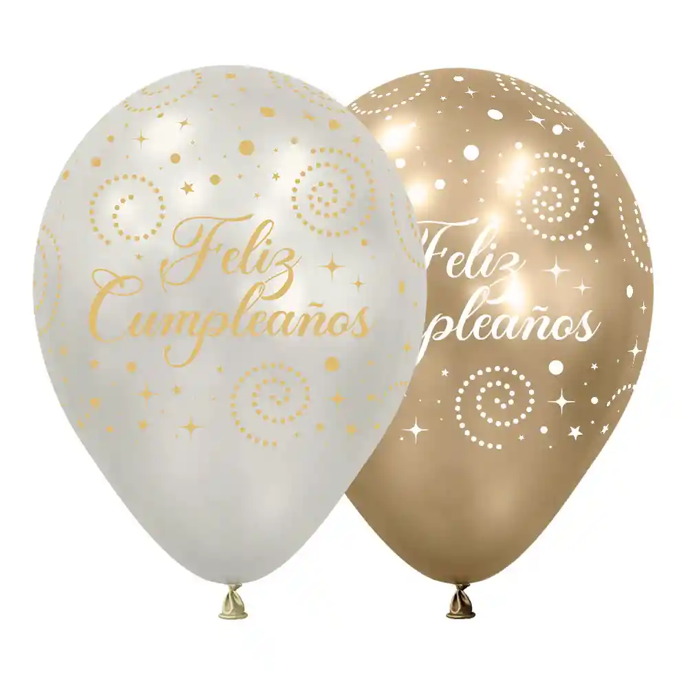 Globos R12 F.c Fiesta Dorada Surtida Silk X 12 Und