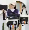 Mochila Escolar X 5 Piezas Combo Set Kawaii