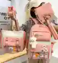 Mochila Escolar X 5 Piezas Combo Set Kawaii