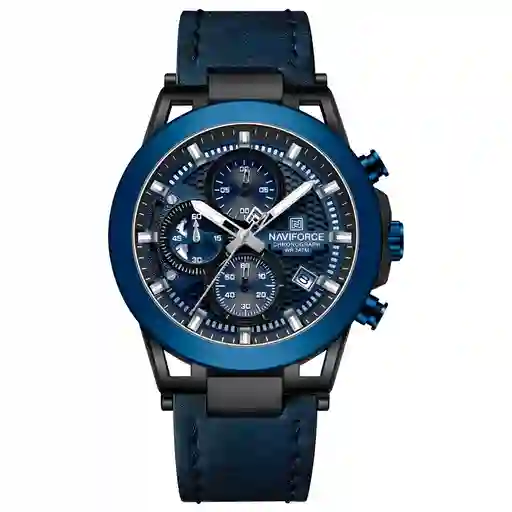 Reloj Naviforce Casual Nf8073 Crono Hombre Cuero + Estuche