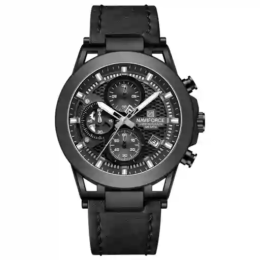 Reloj Naviforce Casual Nf8073 Crono Hombre Cuero + Estuche