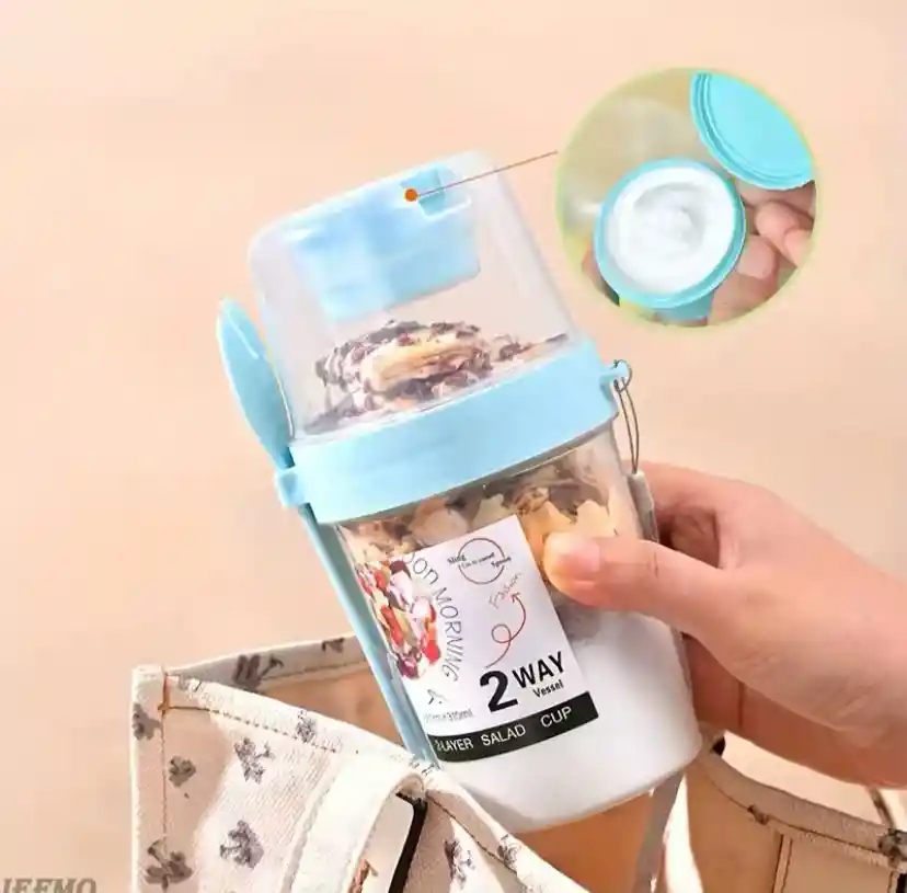 Vaso Parfait Cereal Yogurt O Ensalada Cuchara Tenedor Salsera