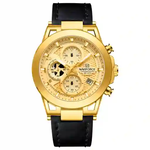 Reloj Naviforce Casual Nf8073 Crono Hombre Cuero + Estuche