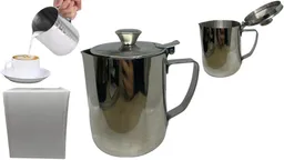 Jarra Lechera Tapa Espuma Café Barista 600ml Acero Inoxidable