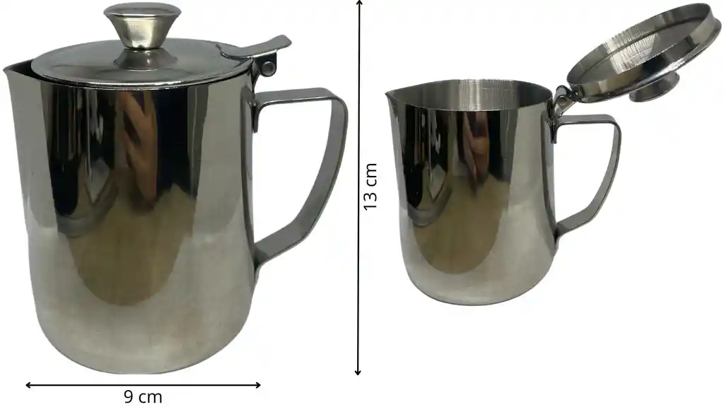 Jarra Lechera Tapa Espuma Café Barista 600ml Acero Inoxidable