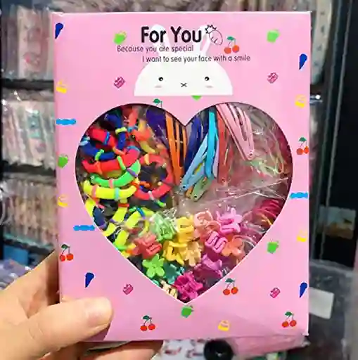 Caja 780 Piezas Ligas Moñas Ganchos Regalo Niña