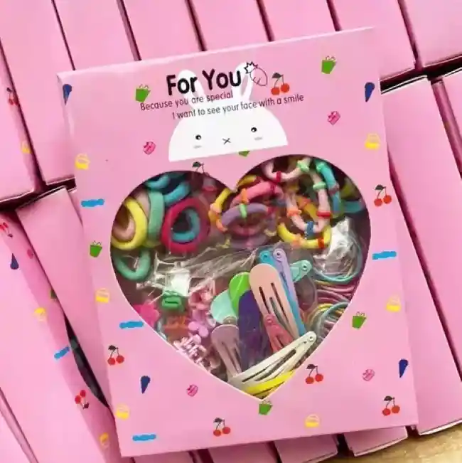 Caja 780 Piezas Ligas Moñas Ganchos Regalo Niña