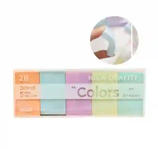 Borrador Pao Pao 5 Unidades Color Pastel