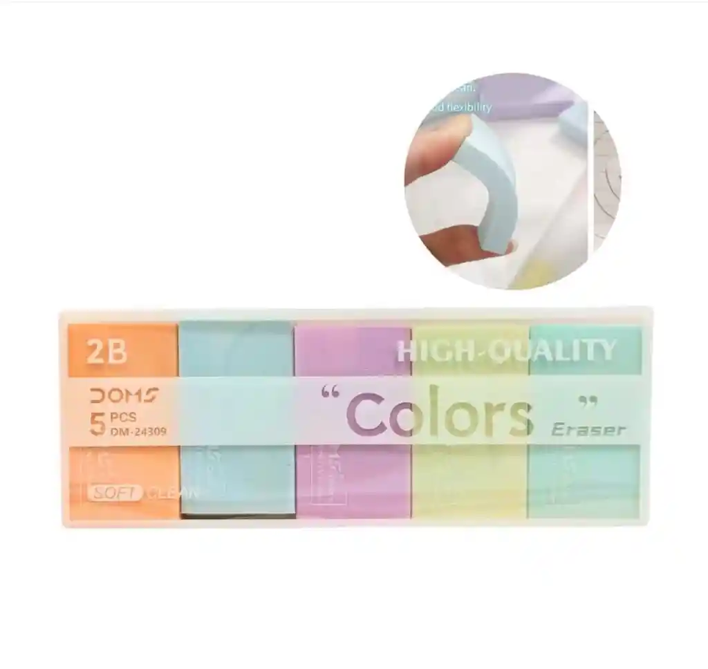 Borrador Pao Pao 5 Unidades Color Pastel