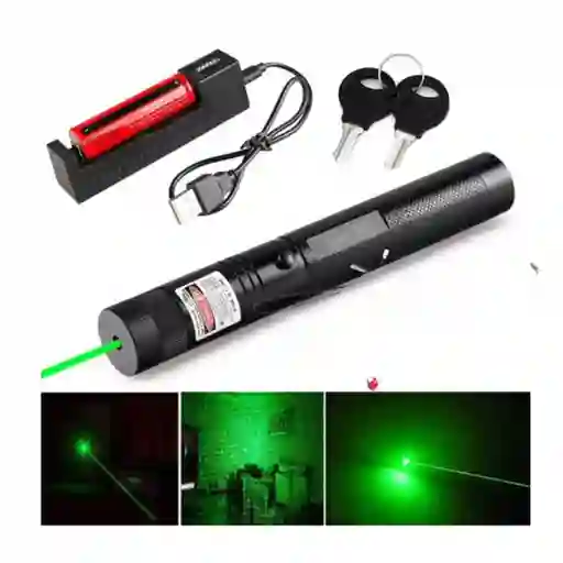 Laser Punto Verde Super Potente Con Llaves Cargador Pila Filtro Puntos