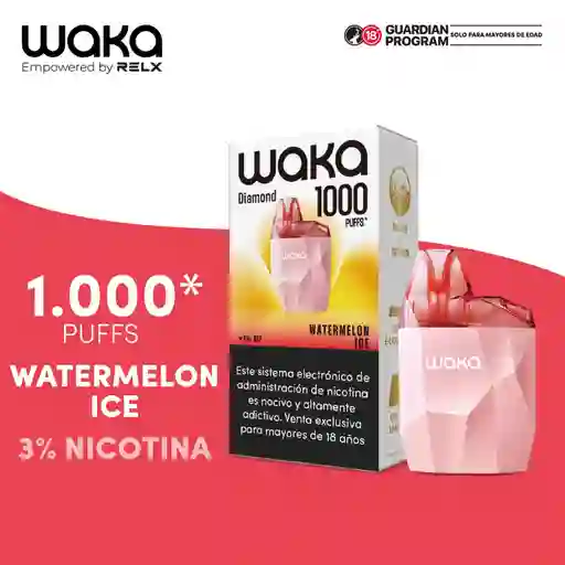 Vape Desechable Waka Diamond 1.000 Puffs Watermelon Ice 2ml 3% Nic.