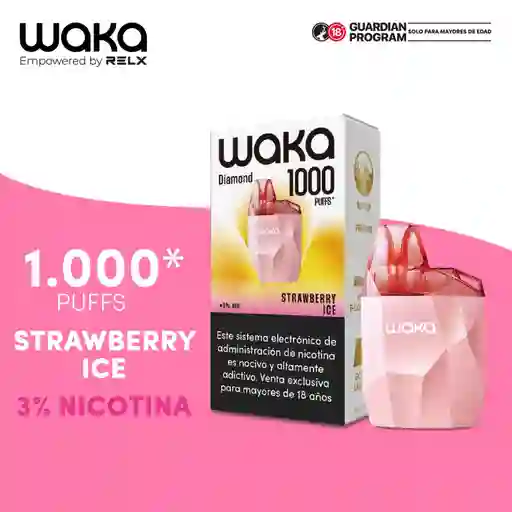 Vape Desechable Waka Diamond 1.000 Puffs Strawberry Ice 2ml 3% Nic.
