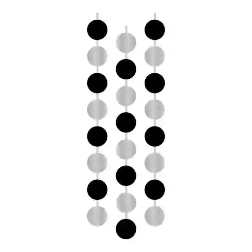Cortina De Circulos Negra Plata X 3 Tiras