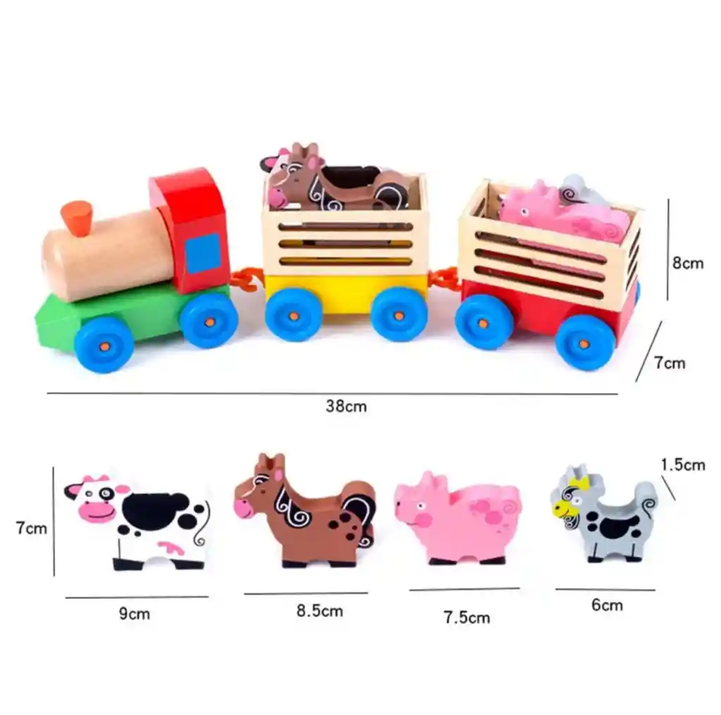 Juguete Didactico Tren Mas Animales Granja Juguete Estimulacion, Entretencion