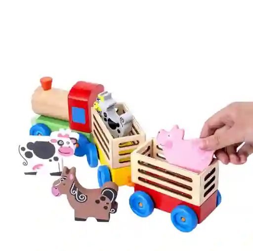 Juguete Didactico Tren Mas Animales Granja Juguete Estimulacion, Entretencion