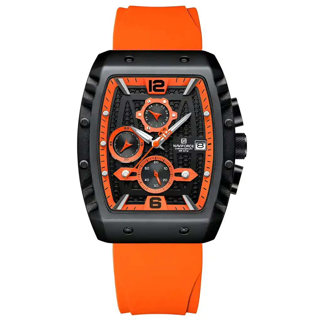 Reloj Naviforce Casual Nf8025 Crono Hombre Goma + Estuche