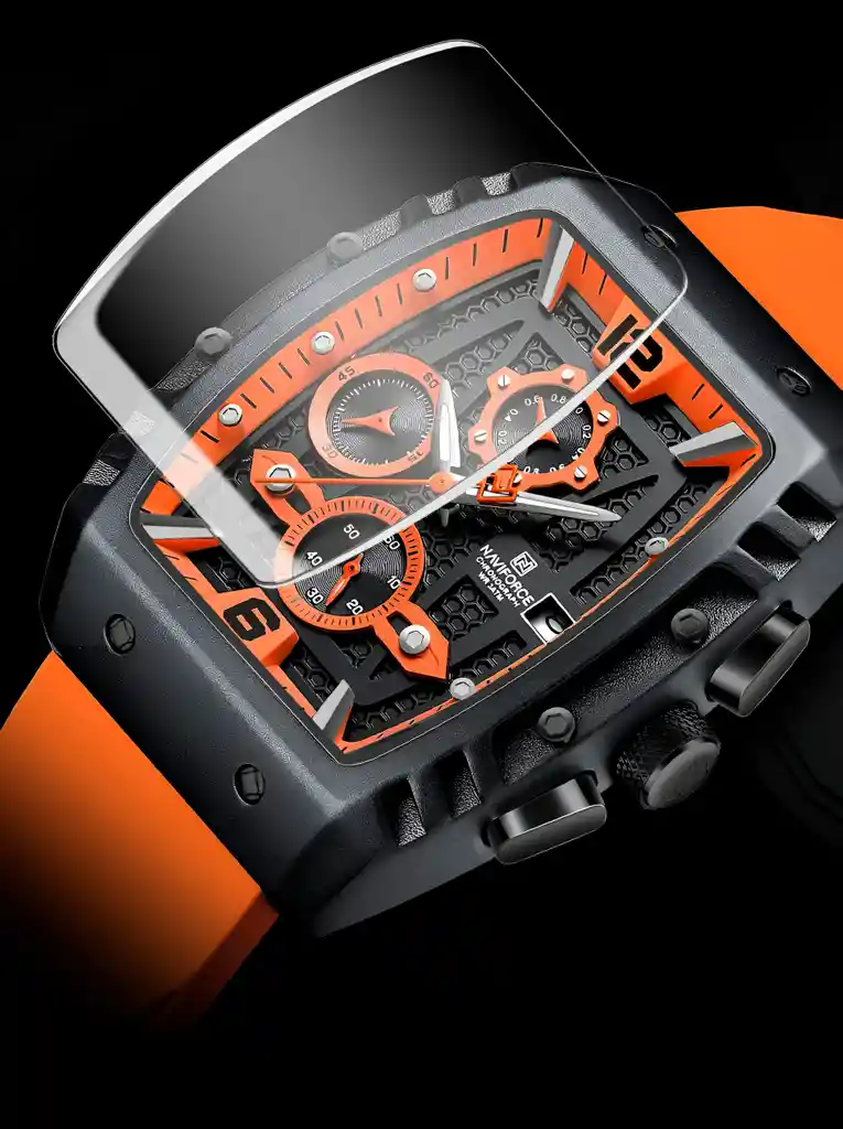 Reloj Naviforce Casual Nf8025 Crono Hombre Goma + Estuche