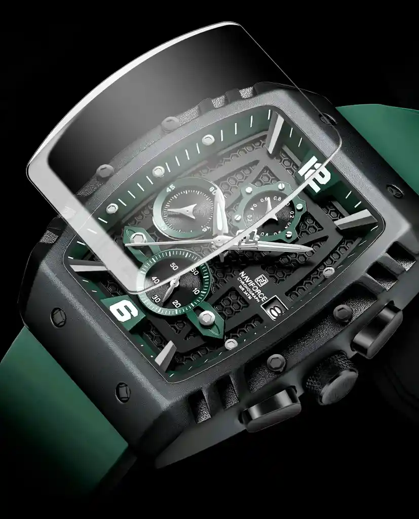 Reloj Naviforce Casual Nf8025 Crono Hombre Goma + Estuche