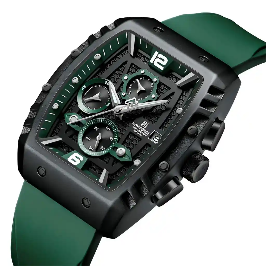 Reloj Naviforce Casual Nf8025 Crono Hombre Goma + Estuche