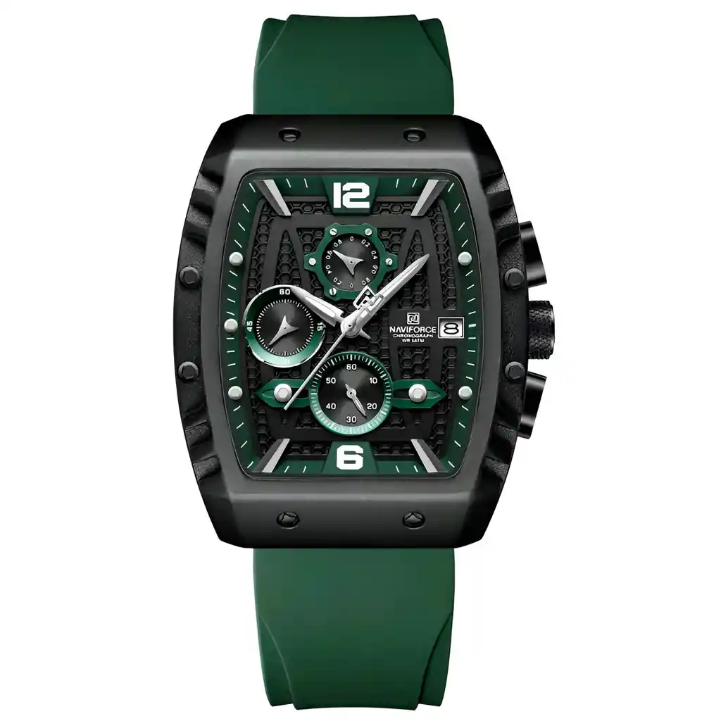 Reloj Naviforce Casual Nf8025 Crono Hombre Goma + Estuche
