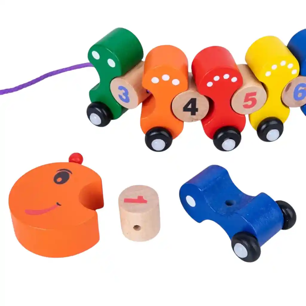 Juguete Didactico Madera Tren Diseño Gusano Estimulacion Temprana