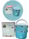 Porta Comida Redondo 2 Niveles Con Agarre Acero Inoxidable