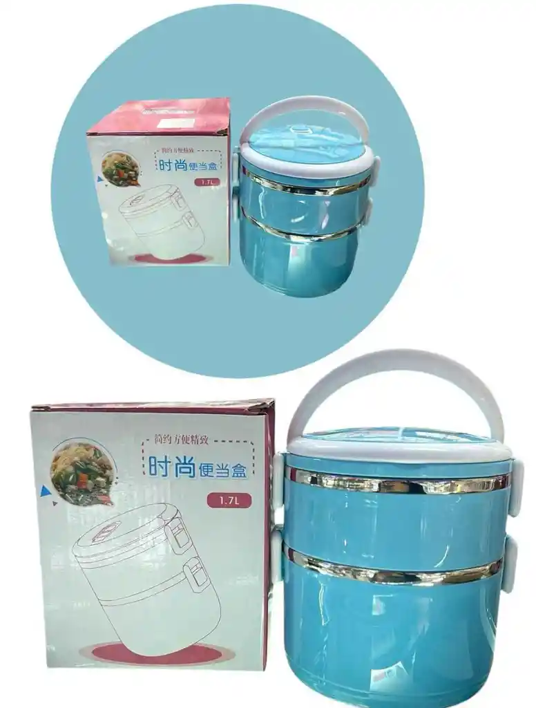 Porta Comida Redondo 2 Niveles Con Agarre Acero Inoxidable