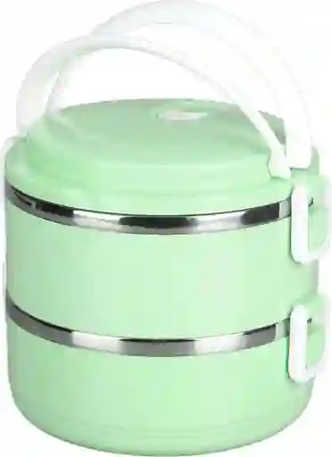 Porta Comida Redondo 2 Niveles Con Agarre Acero Inoxidable
