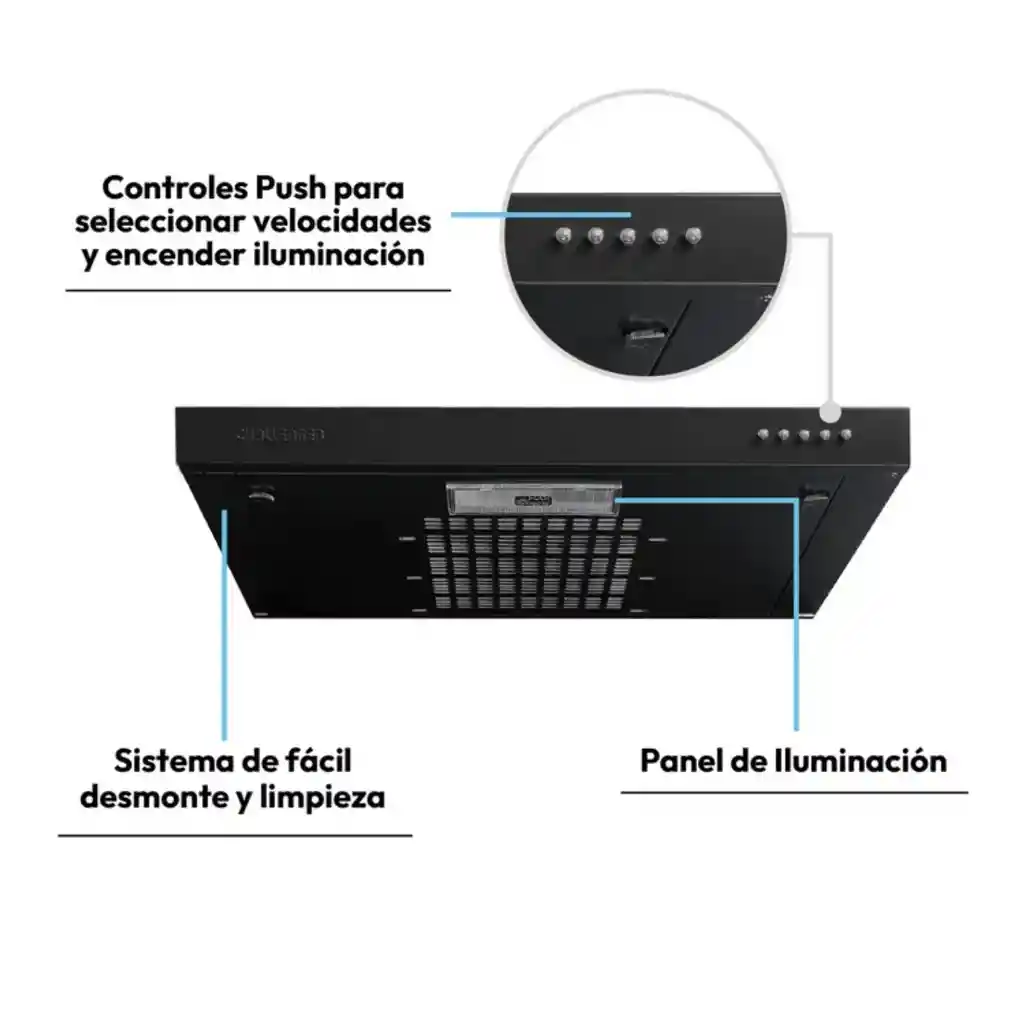Campana Extractora Challenger 60cms Tipo Pared Cx4310 Negra