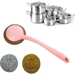Cepillo De Limpieza De Platos Con Bola De Alambre De Acero Inoxidable