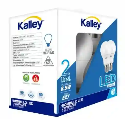Bombillo Led 9 W X 2 Luz Blanca Kalley