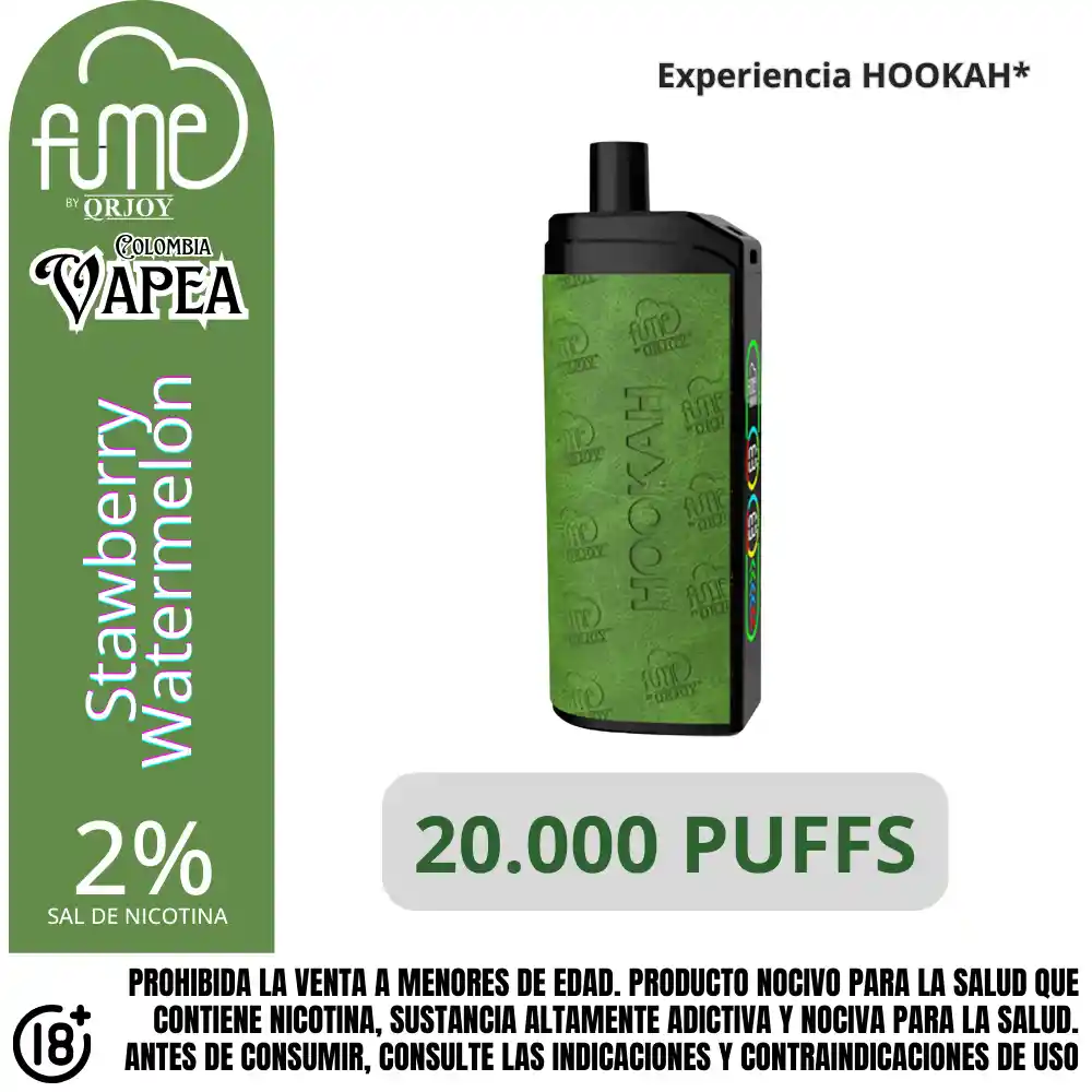 Vape Fume Hooka Strawberry Watermelon 20000 Puffs 2%