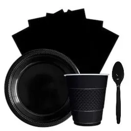 Kit Platos Vasos Servilletas Cucharas Desechables Unicolor Sempertex