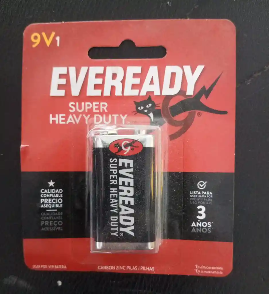 Pila 9v Cuadrada Carbon