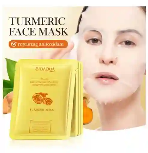 Mascarilla Facial Bioaqua De Cúrcuma | Iluminadora Y Antimanchas