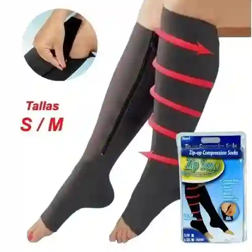 Medias De Compresión Zip Sox | Anti Varices Y Circulacion (color Negro)
