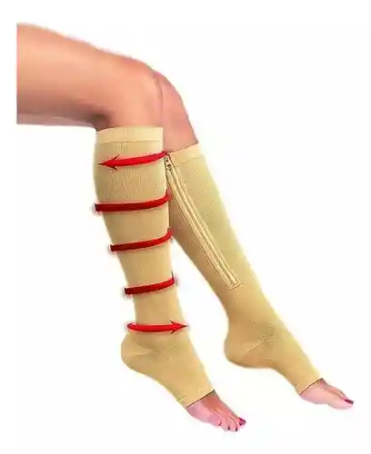 Medias De Compresión Zip Sox | Anti Varices Y Circulacion (color Beige)