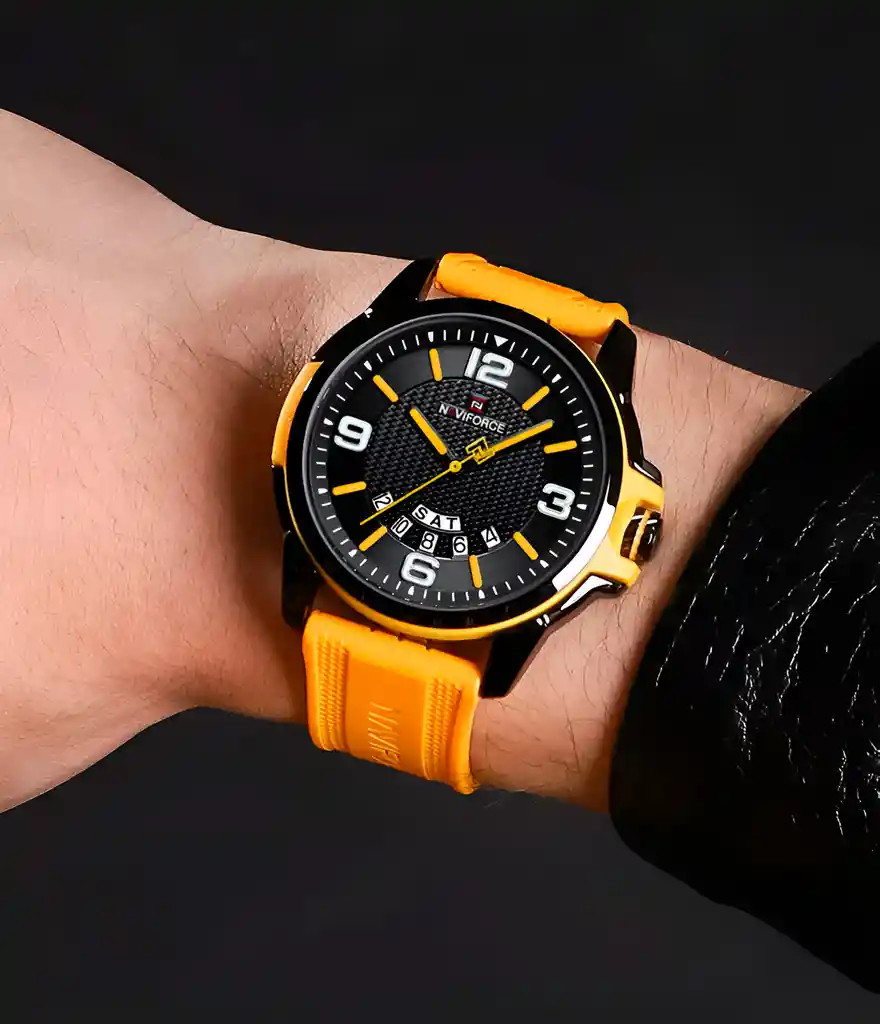 Reloj Naviforce Casual Nf9215t Crono Hombre Goma + Estuche