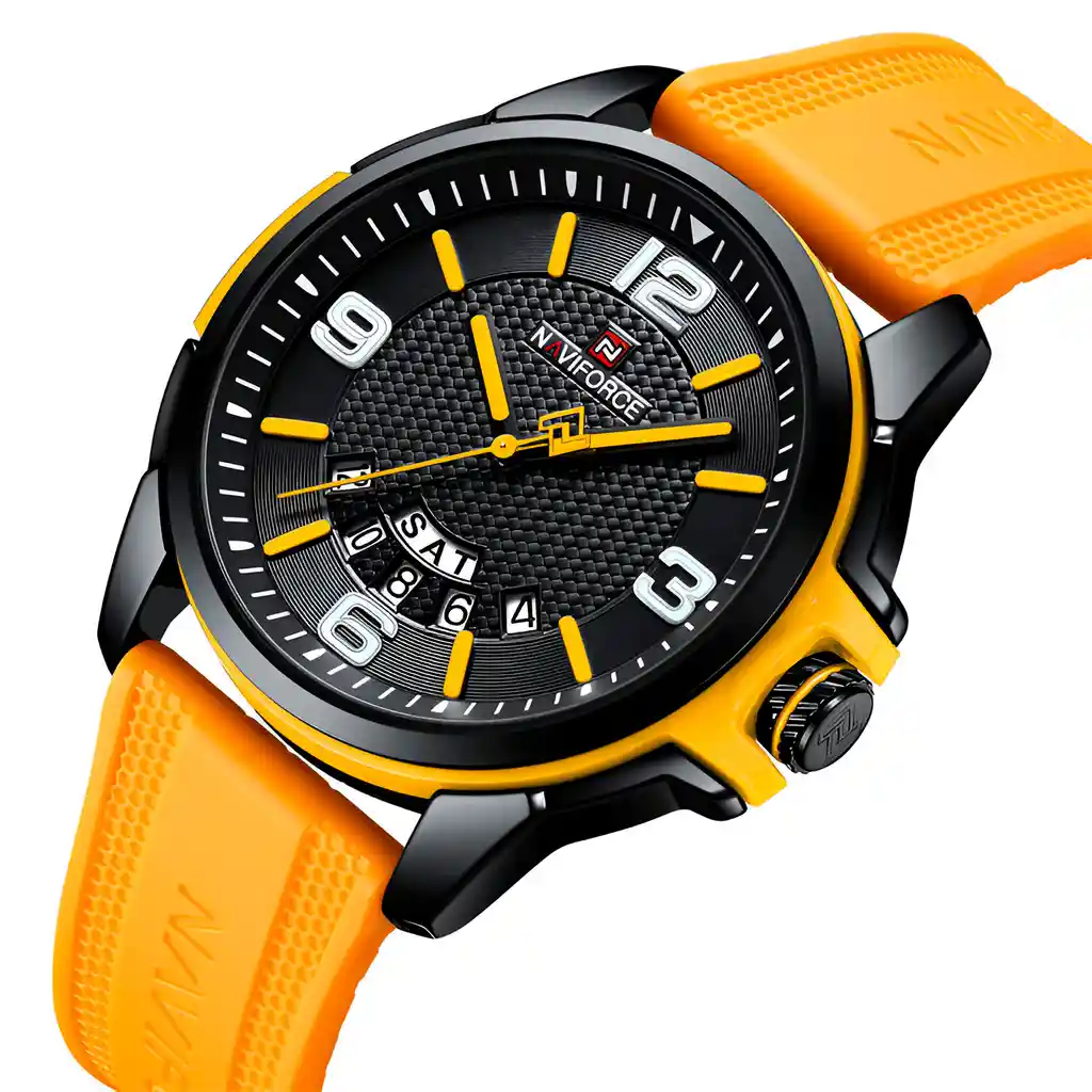 Reloj Naviforce Casual Nf9215t Crono Hombre Goma + Estuche